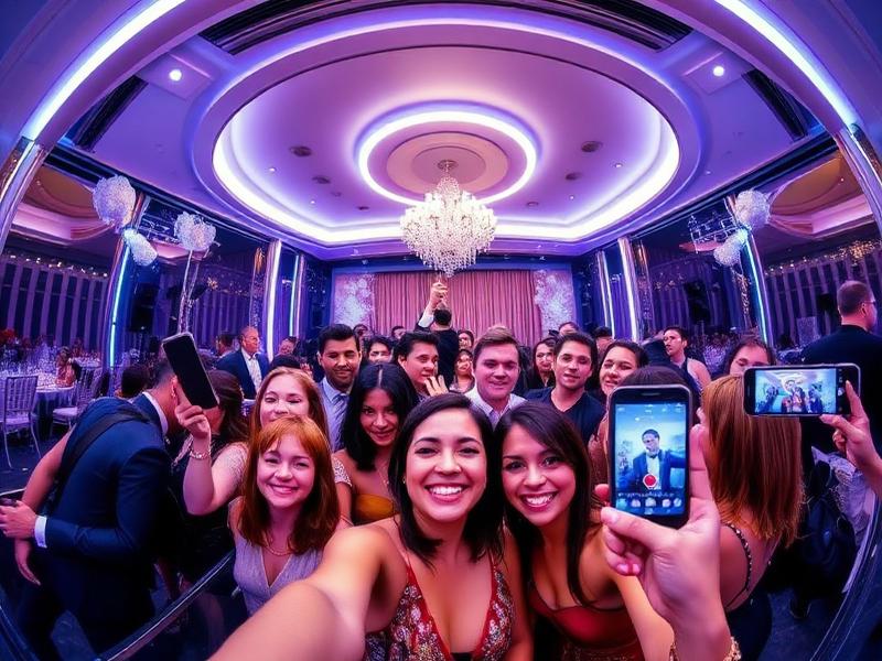 Modern 360-degree photo booth setup at luxury Dubai event