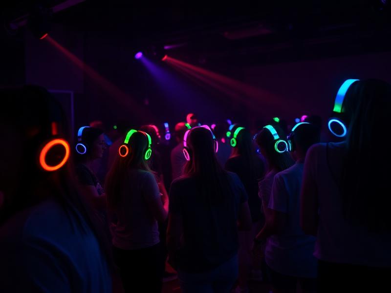 Silent disco party with wireless headphones at Dubai event